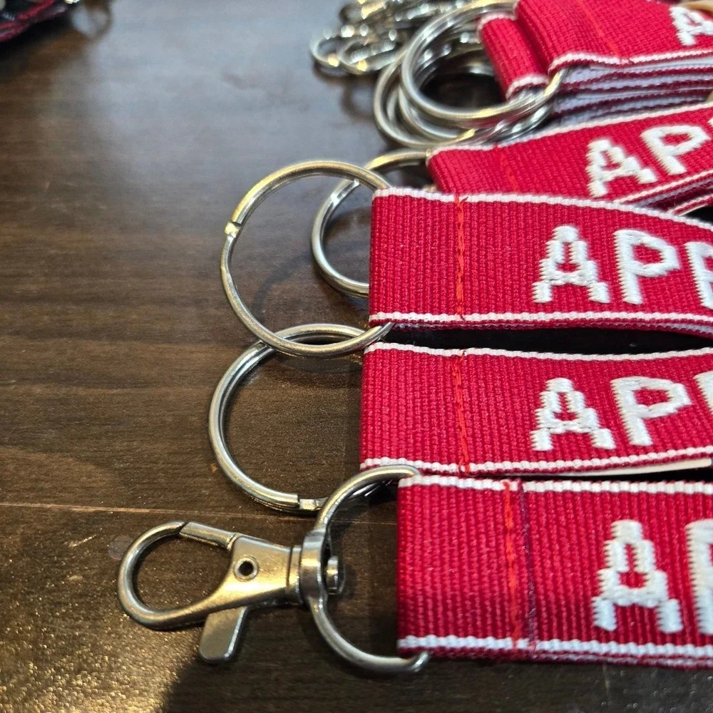 Apres Ski Keychain Embroidered Double Sided Keyring Fob